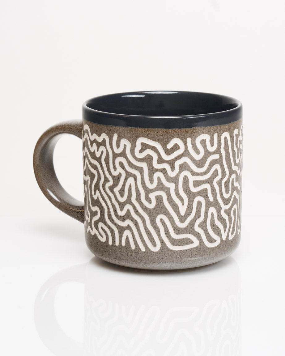 Brain Coral Hand Carved 430 mL Ceramic Mug