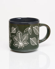 Pressed Leaves Hand Carved 430 mL Ceramic Mug