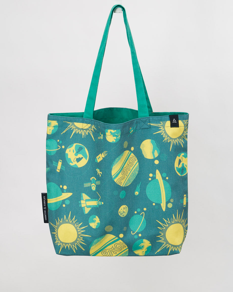 Retro Space Canvas Tote Bag