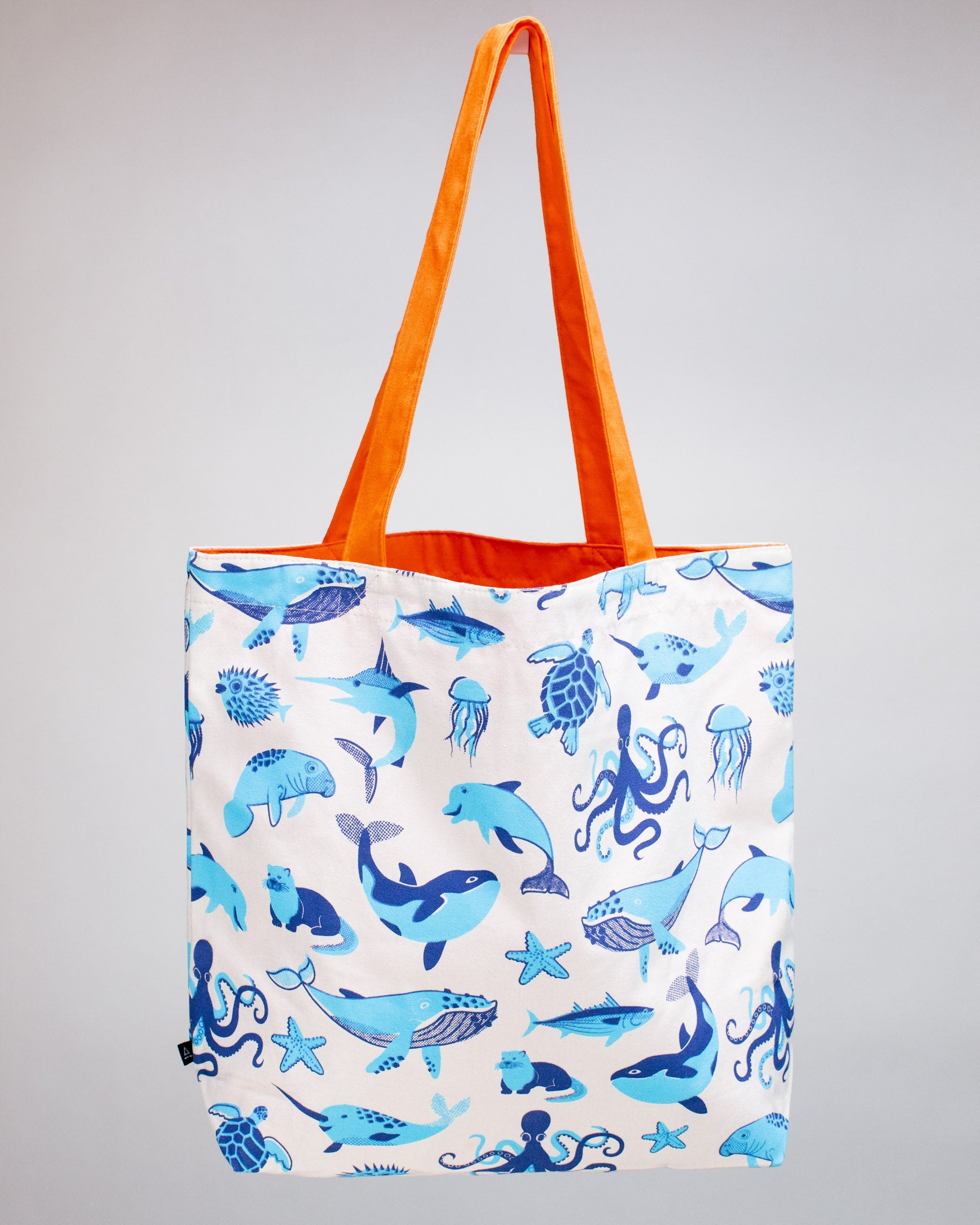 Retro Marine Life Canvas Tote Bag
