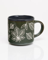 Pressed Leaves Hand Carved 430 mL Ceramic Mug