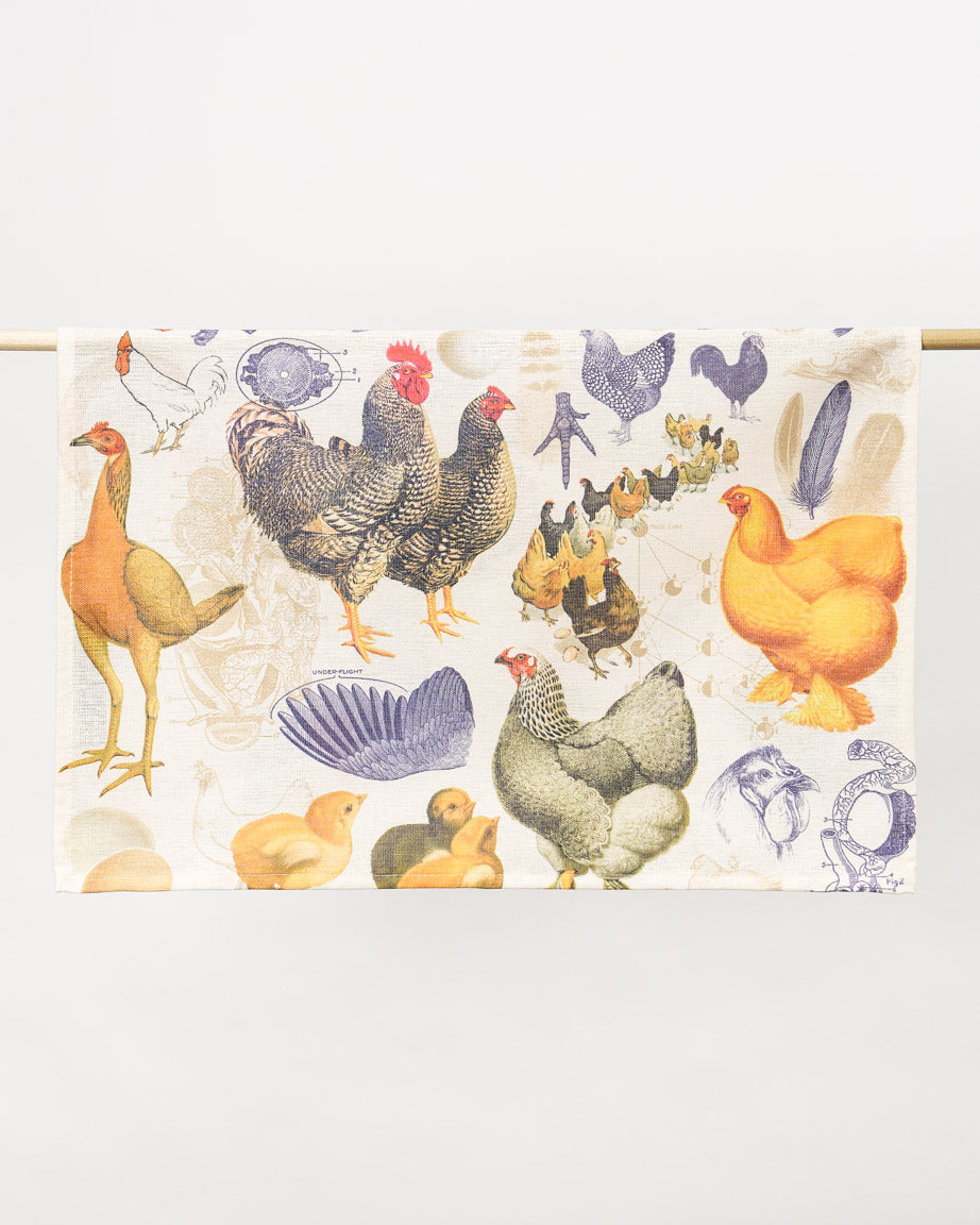 Hens & Chickens Tea Towel