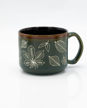 Pressed Leaves Hand Carved 450 mL Ceramic Mug