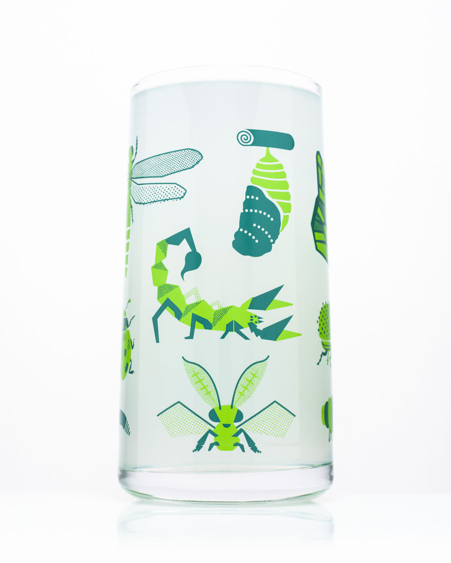 Retro Insects Drinking Glass