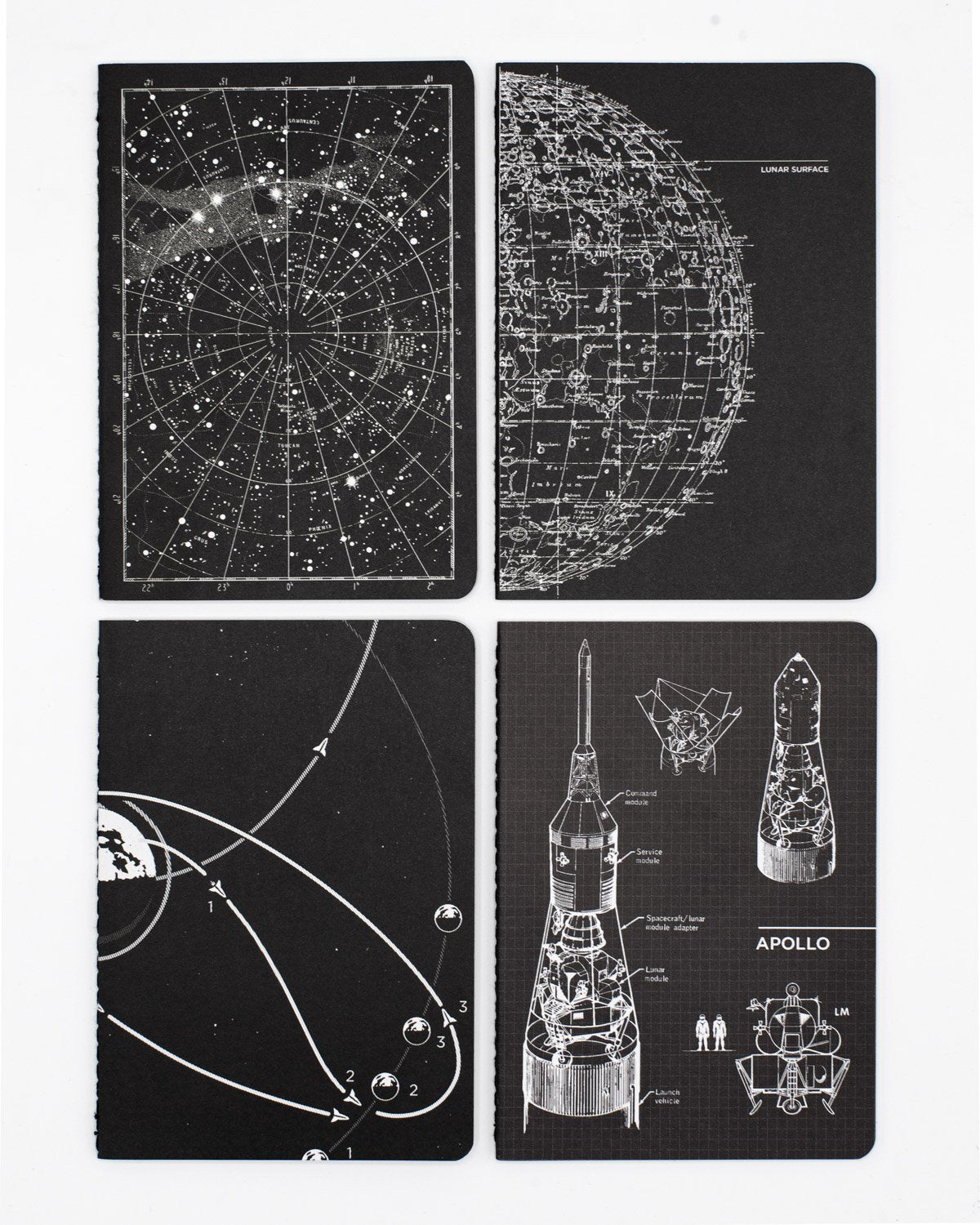 Atterrissage lunaire : Pack de 4 carnets de notes sur l'exploration spatiale