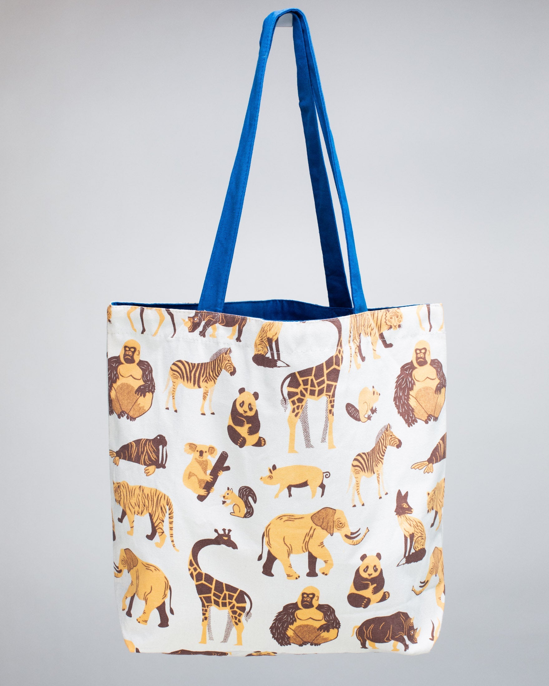 Retro Mammals Canvas Shoulder Tote