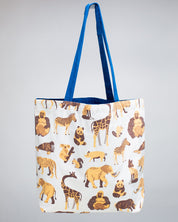 Retro Mammals Canvas Shoulder Tote