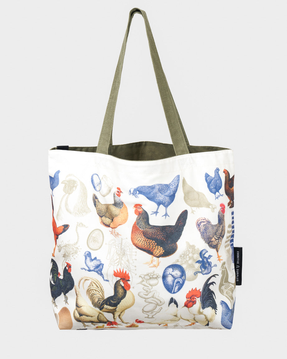 Chickens & Eggs Canvas Shoulder Tote