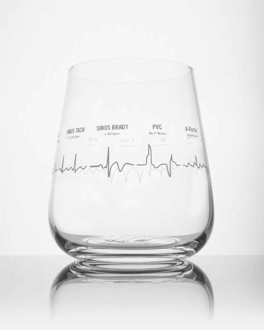 Heartbeat Wine Glass - Cardiac Nurse Gift - EKG